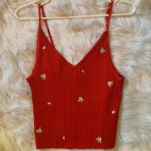 Pacsun Red Tanktop with Roses